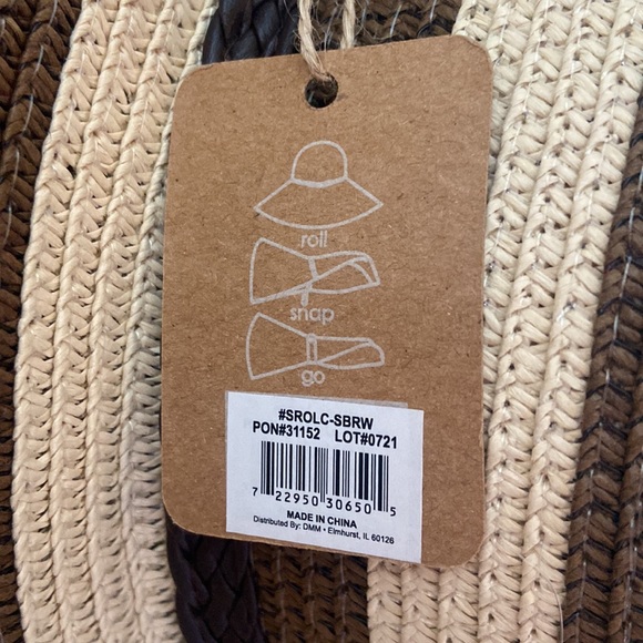 Sunlily Roll-n-Go Sun Hat Size OS Brown and Tan with Leather band NWT - Picture 5 of 8